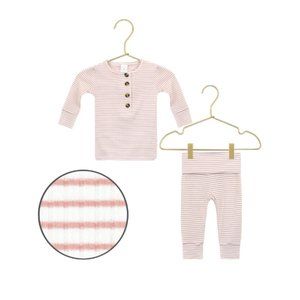 Lou Lou & Company - White/Pink Ribbed Pajama Set 12 - 24 Month